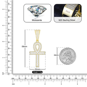 925S Silver Moissanite VVS Diamond Ankh