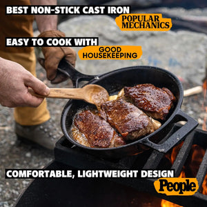 Stargazer 12-Inch Cast Iron Skillet | Made in USA, Seasoned, Even Heat Distribution, Lightweight, Easy to Clean, Smooth Nonstick