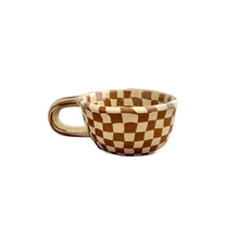 Load image into Gallery viewer, Unique INS Ceramic Coffee Cup Hand Pinched Plaid Irregular Chessboard Mugs U-shaped handle Heat-resistant Water Cups Milk
