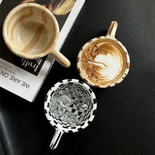 Load image into Gallery viewer, Unique INS Ceramic Coffee Cup Hand Pinched Plaid Irregular Chessboard Mugs U-shaped handle Heat-resistant Water Cups Milk