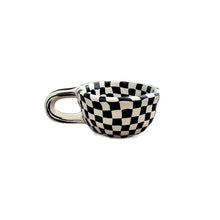 Load image into Gallery viewer, Unique INS Ceramic Coffee Cup Hand Pinched Plaid Irregular Chessboard Mugs U-shaped handle Heat-resistant Water Cups Milk