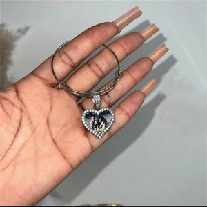 3 Heart Photo Charm Bracelet
