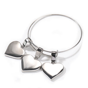 3 Heart Photo Charm Bracelet