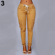 Load image into Gallery viewer, Women&#39;s Fashion Multi Pockets Sport Casual Long Pants Waist Drawstring Trousers
