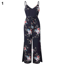 Load image into Gallery viewer, Women Sexy Long Pants Sleeveless Spaghetti Strap Jumpsuit Romper With Belt
