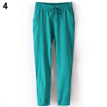 Load image into Gallery viewer, Women Fashion Casual Chffion Pants Solid Color Elastic Waist Full Length Trousers