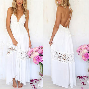 Women Sexy Long Maxi Lace Cocktail Evening Summer Beach Backless Ball Gown Dress