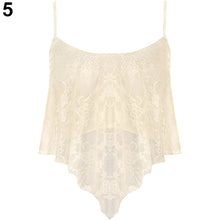 Load image into Gallery viewer, Women Summer Sexy Spaghetti Strap Crop Top Lace Floral Irregular Hem Camisole