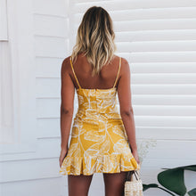Load image into Gallery viewer, Women Summer Sexy Pineapple Leaf Printing Spaghetti Strap Backless Party Dress