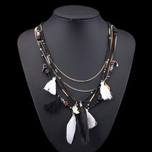 Load image into Gallery viewer, Women&#39;s Boho Ethnic Style Feathers Tassels Beads Multi-layer Chain Necklace