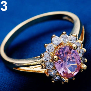 Women's Fashion 925 Sterling Silver Purple Ring Zircon Wedding Bague Jewelry