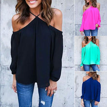 Load image into Gallery viewer, Women&#39;s Summer Sexy Halter Off-Shoulder Long Sleeve Chiffon Blouse T-Shirt Top