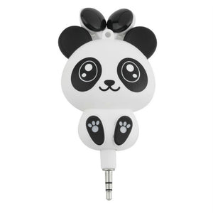 Wired Earphones Cartoon Panda Retractable Handsfree Headphone In-Ear Earbuds