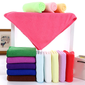 Water Absorbent Microfiber Towel Car Washing Solid Color Fast Drying Hand Towel