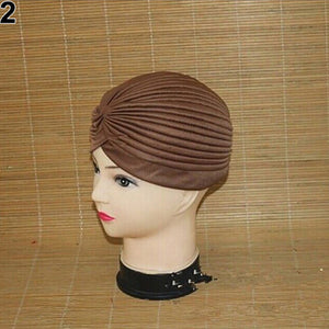 Women Stretchy Hat Turban Head Wrap Band Chemo Bandana Hijab Pleated Indian Cap