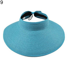 Load image into Gallery viewer, Women&#39;s Summer Wide Brim Roll Up Foldable Sun Beach Straw Braid Visor Sun Hat