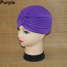 Load image into Gallery viewer, Women&#39;s Stretchy Turban Head Wrap Band Chemo Bandana Hijab Pleated Indian Cap