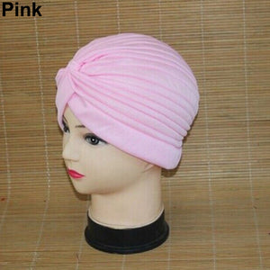 Women's Stretchy Turban Head Wrap Band Chemo Bandana Hijab Pleated Indian Cap
