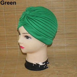 Women's Stretchy Turban Head Wrap Band Chemo Bandana Hijab Pleated Indian Cap