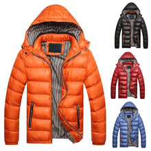 Load image into Gallery viewer, Winter Men Solid Color Down Jacket Slim Fit Hooded Long Sleeve Coat Outwear