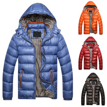 Load image into Gallery viewer, Winter Men Solid Color Down Jacket Slim Fit Hooded Long Sleeve Coat Outwear