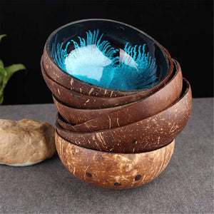 Vintage Natural Coconut Shell Candy Food Container Keys Storage Bowl Home Decor