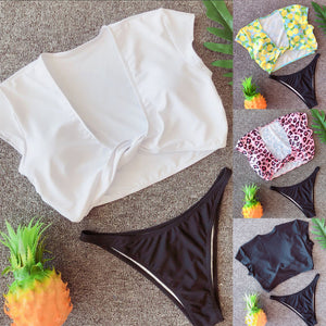 Summer Women Twisted Deep V Bikini Set Swimsuit Two-piece Swimwear Bathing Suit