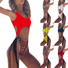 Load image into Gallery viewer, Women Sexy Snakeskin Print Multicolor Monokini One Piece Bath Swimsuit Swimwear