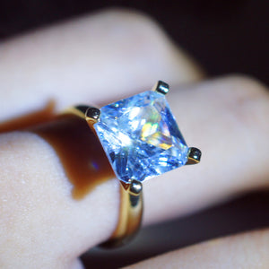 Womens Vintage Fake Crystal Jewelry Square Cut Engagement Wedding Bridal Ring