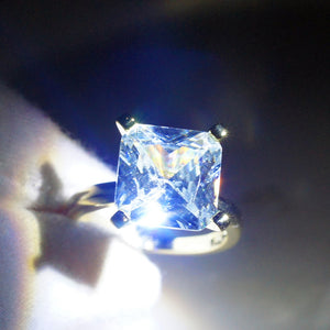 Womens Vintage Fake Crystal Jewelry Square Cut Engagement Wedding Bridal Ring