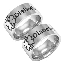 Load image into Gallery viewer, Medical Condition Alert Diabetic Titanium Unisex Band Finger Ring Jewelry Gift