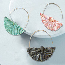 Load image into Gallery viewer, Summer Beach Women Lightweight Rattan Woven Fan Shape Pendant Hook Earrings