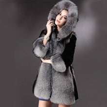 Load image into Gallery viewer, Luxurious Long Sleeve Faux Fur Formal Women&#39;s Wrap With Color Block Coats / Jackets