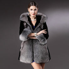 Load image into Gallery viewer, Luxurious Long Sleeve Faux Fur Formal Women&#39;s Wrap With Color Block Coats / Jackets