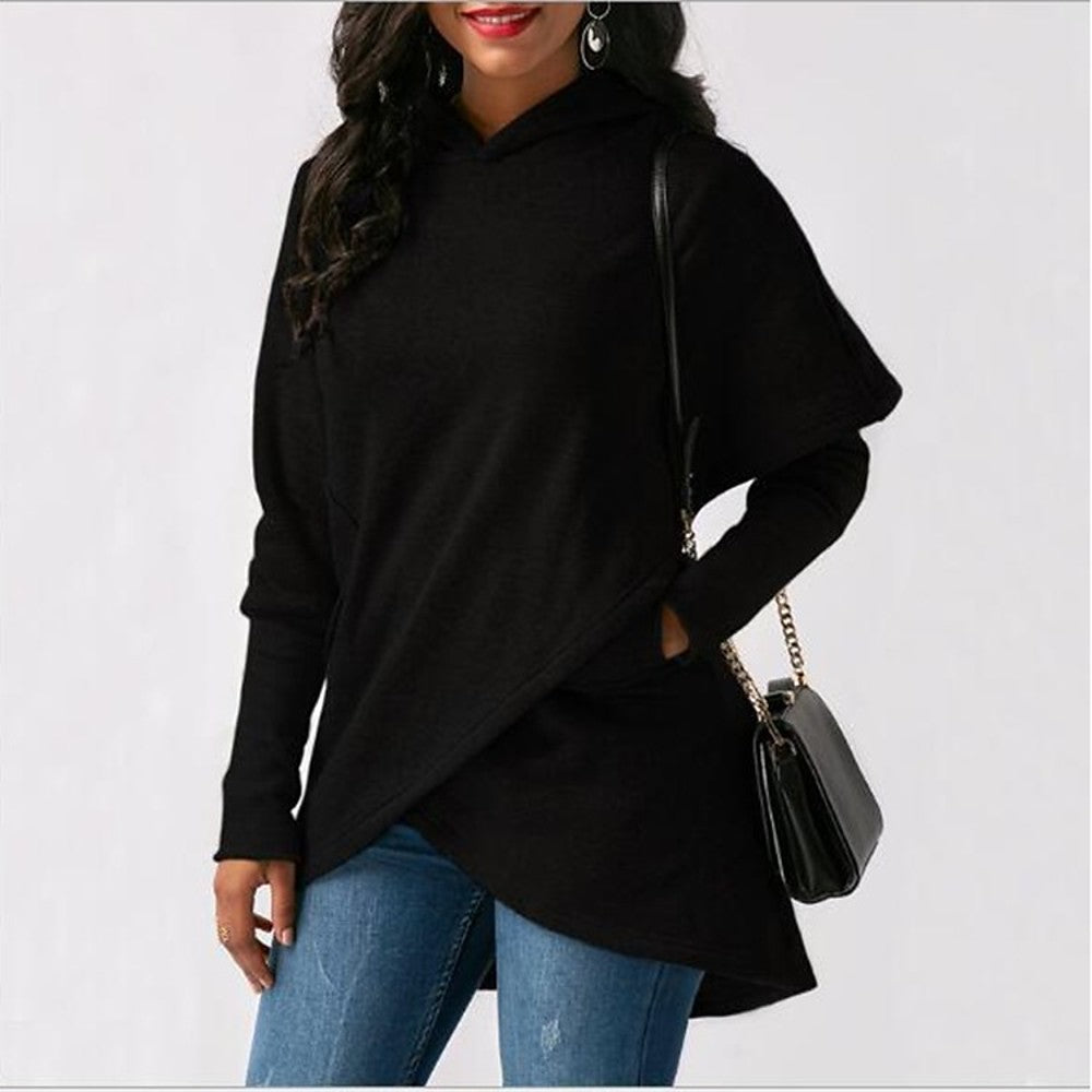 Women's Casual / Daily Street chic Hoodies & Sweatshirts - Solid Colored Black