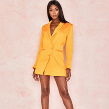 Load image into Gallery viewer, Women&#39;s Blazer, Solid Colored Peaked Lapel Polyester Yellow