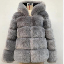 Load image into Gallery viewer, Regal Faux Fur Coat, V Neck Long Sleeve Faux Fur Black / Wine / Blushing Pink