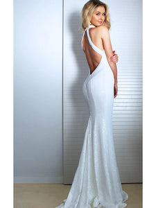 Women's Elegant Maxi Slim Trumpet / Mermaid Dress - Solid Colored White M L XL
