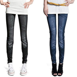 Women Fashion Sexy Slim Imitated Jeans Skinny Stretchy Jeggings Pants Leggings