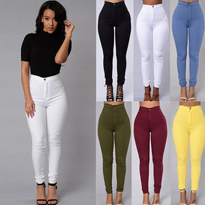 Women Pencil Stretch Casual Denim Skinny Jeans Pants High Waist Trousers