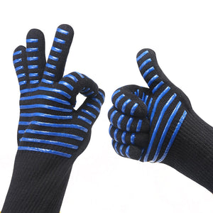 Unisex Gloves Striped Pattern for Heat Grill Cooking