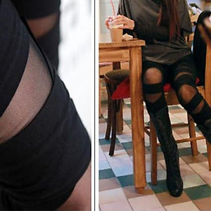 Women's Fashion Summer Sexy Ripped Tights Cut out Bandage Black Leggings