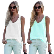 Load image into Gallery viewer, Summer Women&#39;s Solid Color Sleeveless Condole Belt Chiffon Tank Top Camisole