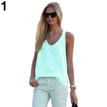Load image into Gallery viewer, Summer Women&#39;s Solid Color Sleeveless Condole Belt Chiffon Tank Top Camisole