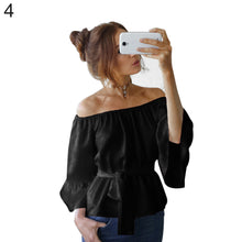 Load image into Gallery viewer, Fashion Women Summer Chiffon Off Shoulder Beach Party Top Solid Color Blouse