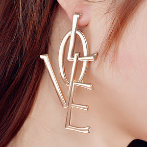 Women's Fashion Hollow LOVE Letter Statement Piercing Stud Earrings Jewelry