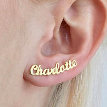 Load image into Gallery viewer, Customize This Cursive Nameplate Stud Earring