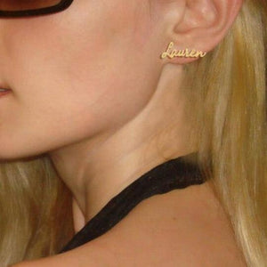 Customize This Cursive Nameplate Stud Earring