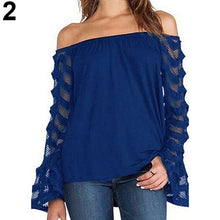 Load image into Gallery viewer, Women Fashion Casual Sexy Summer Off Shoulder Long Sleeve Lace Stitching Blouse