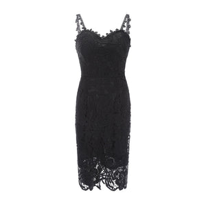 Women Fashion Summer Spaghetti Strap Bodycon Floral Lace Cocktail Party Dress